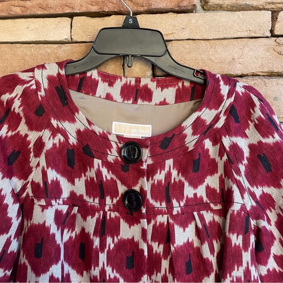 Michael Kors red tan linen 3/4 sleeve jacket Like New Medium - Picture 5 of 14